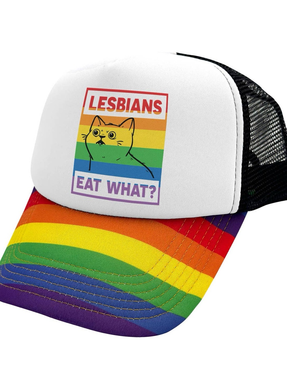 Key West Multicolor Rainbow Cat Pride Humorous Human Trucker Hat